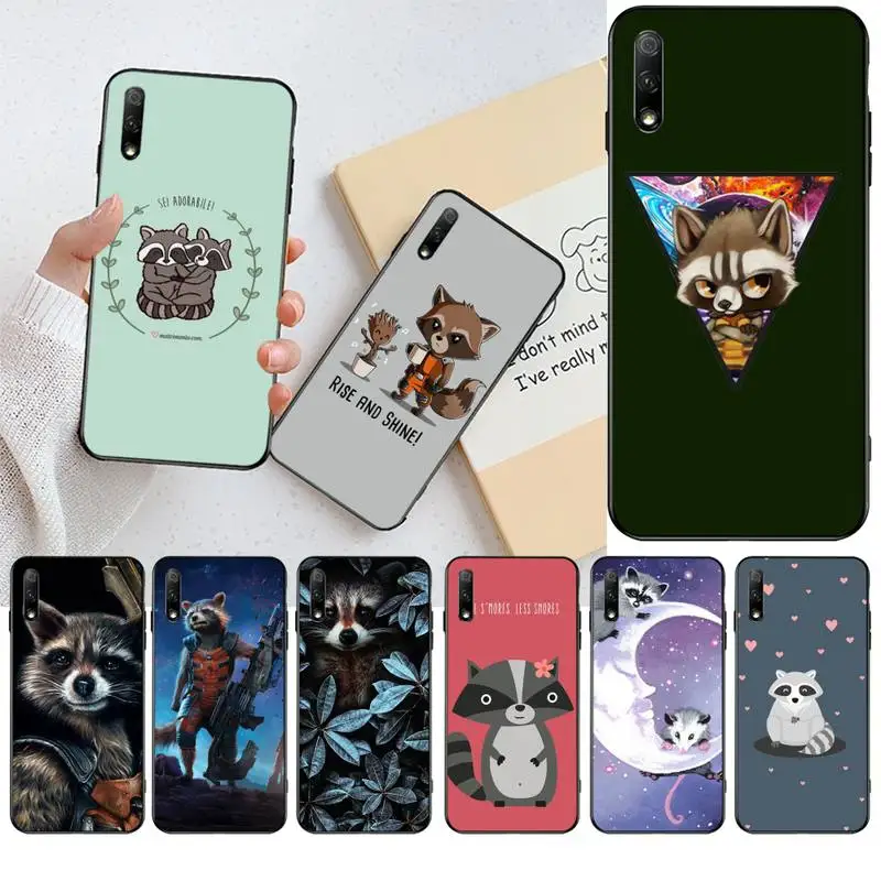 Чехол для телефона Huawei Honor из мягкого силикона TPU с красивым рисунком животного енота.
