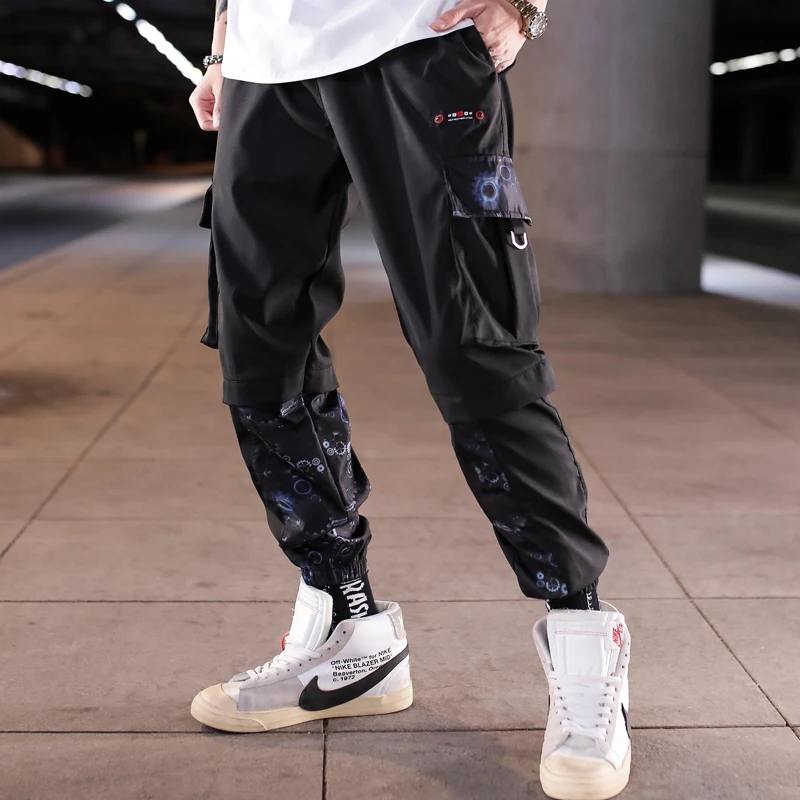 

New Fashion Trend Pattern Aside Autumn Sweatpants Men Joggers Harajuku Casual Hip Hop Streetwear Elastic Waist Harem Trousers