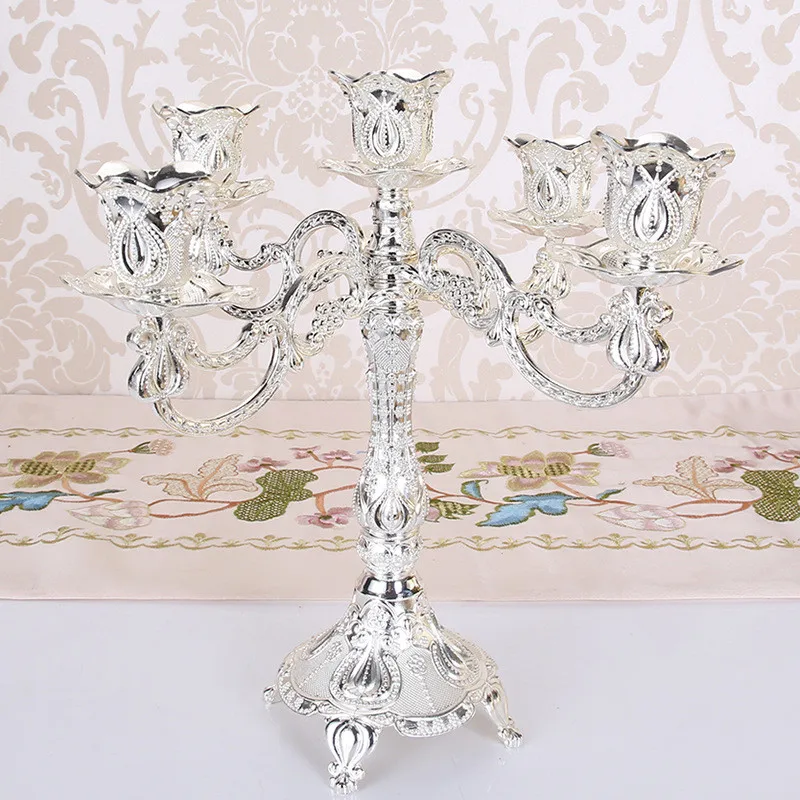 Современный Золотой/Серебряный подсвечник роскошное Европейское украшение для