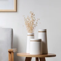 white ceramic matte vase modern minimalist flower vase with hemp rope dried flower center crafts home table decoration