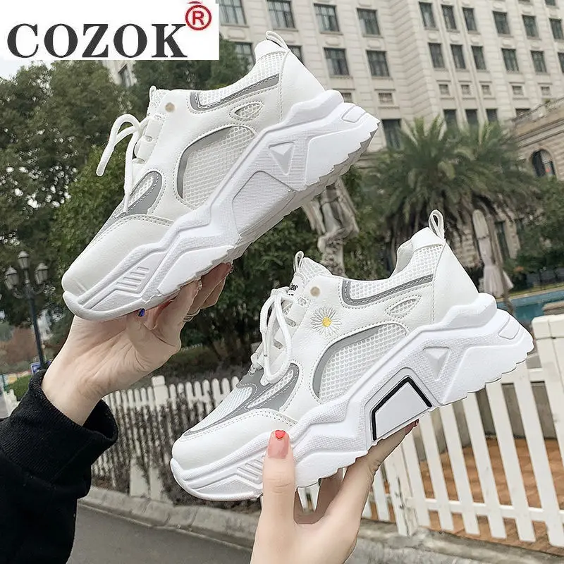 

2021 New Autumn Women's Chunky Sneakers Fashion Platform Women's Vulcanized Shoes Lace Up Breathable Casual Shoes Dad Shoes