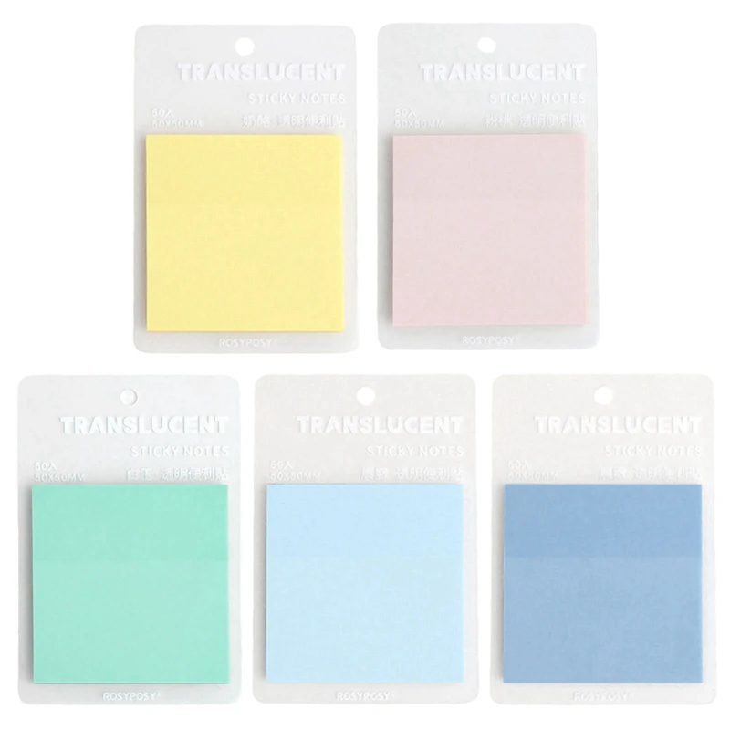 

50 Sheets Waterproof Transparent Self-adhesive Notes Memo Pad Sticker Daily To Do List Note Paper Student School Office Supplies