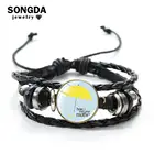 SONGDA Hot! HIMYM ТВ-шоу, как я встретил вашу маму, браслет с желтым зонтиком, синим французским Рогом, мультяшным рисунком, очаровательный кожаный браслет