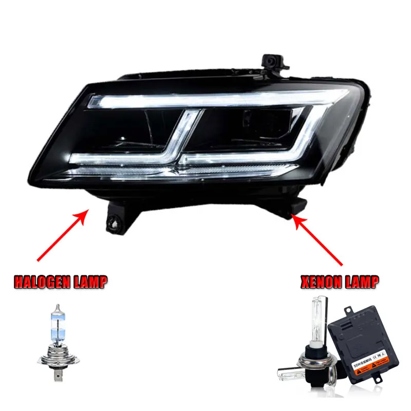 halogen high beam 2 шт. автомобильный стиль светодиодный фары для Audi Q5 2009- для Q5 Головной фонарь светодиодный DRL Объектив двойной луч H7 HID Xenon bi xenon объектив - Цвет: halogen high beam
