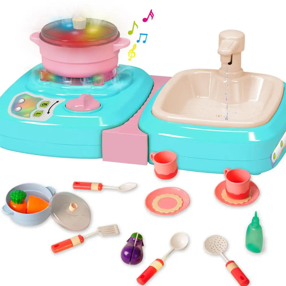 

1 Set Kitchen Role-playing Toy Children Play House Light Music Meal Kitchen Gifts Kit