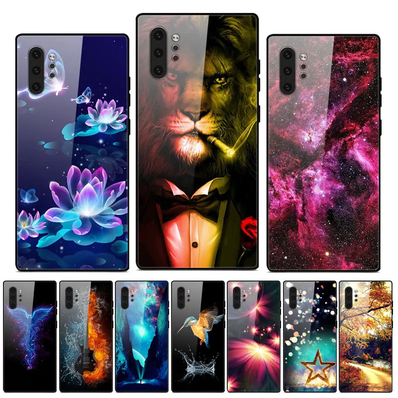 Для samsung Note 10 Plus чехол из закаленного стекла с принтом ПК Твердый для Galaxy телефона