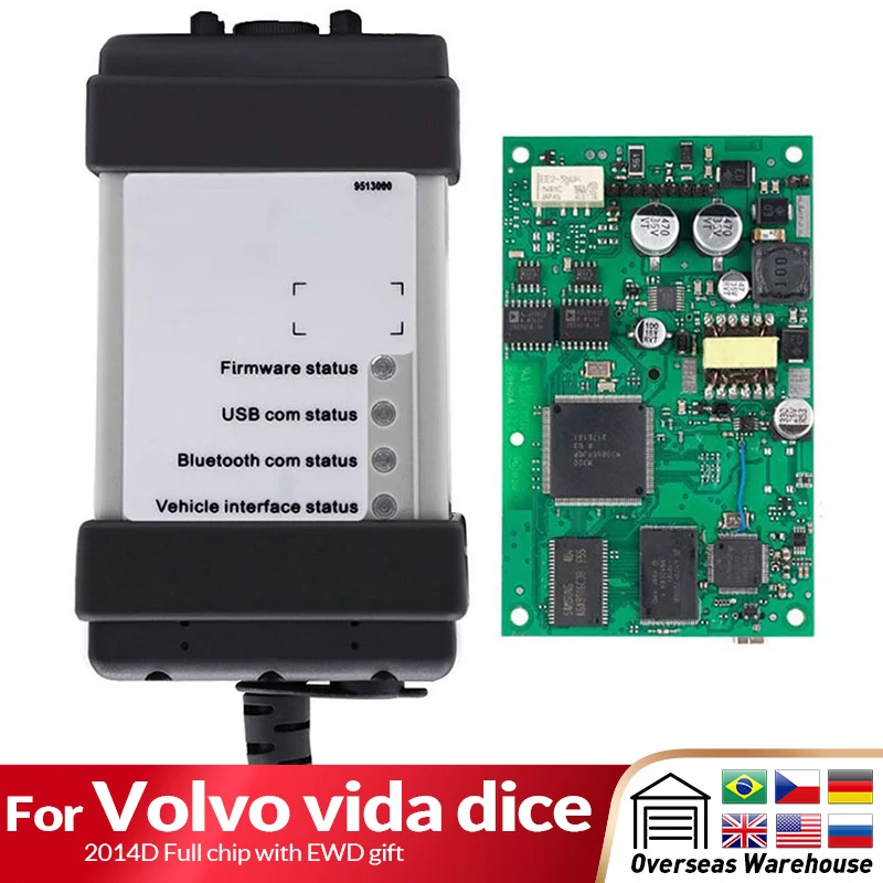 VIDA DICE полный чип для Volvo Dice 2014D диагностический инструмент Многоязычный для Volvo Vida Dice Pro зеленая доска Vida Dice с EWD