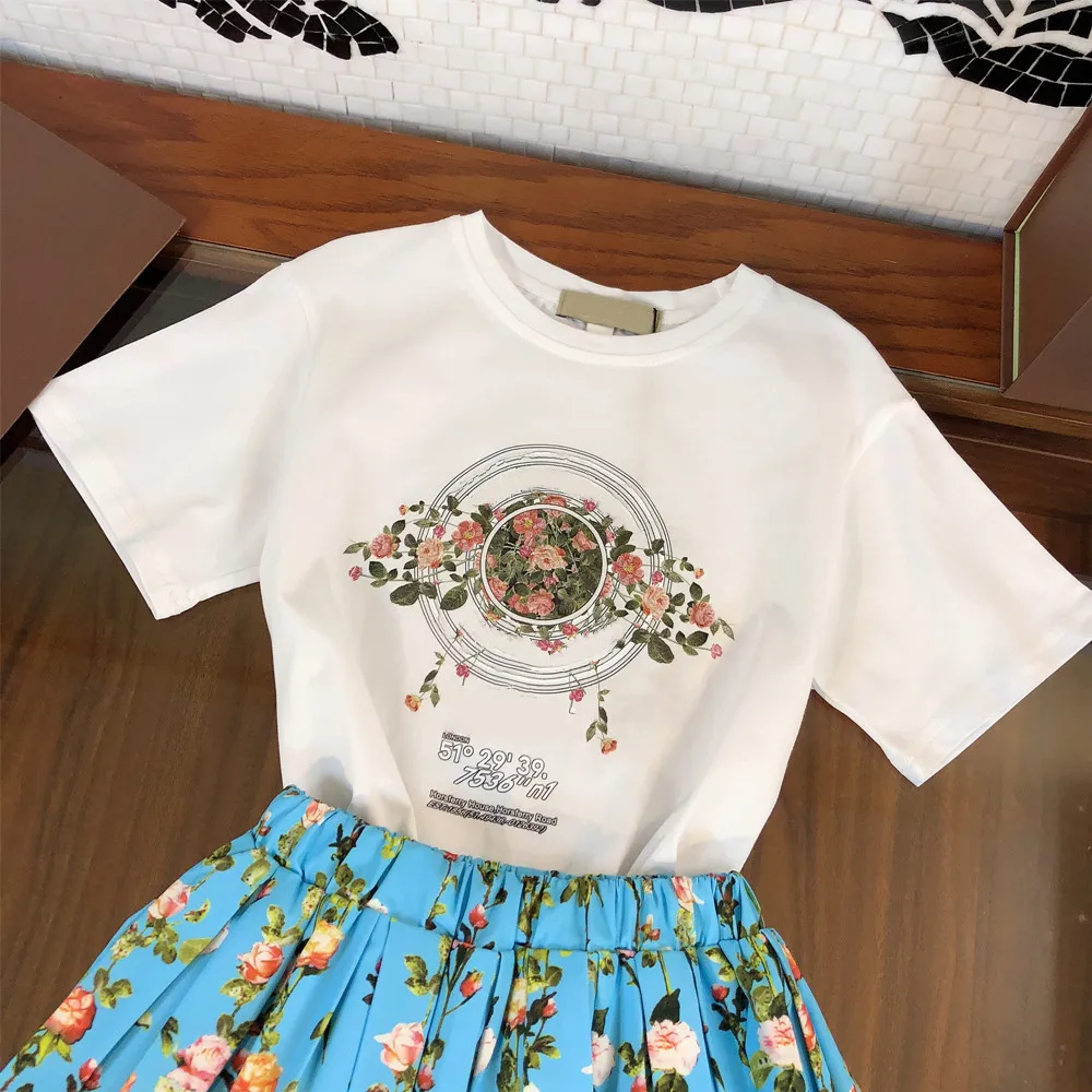 

Designer children's clothing 2021 summer new products girls two-piece skirt small fresh print design sweet and cute