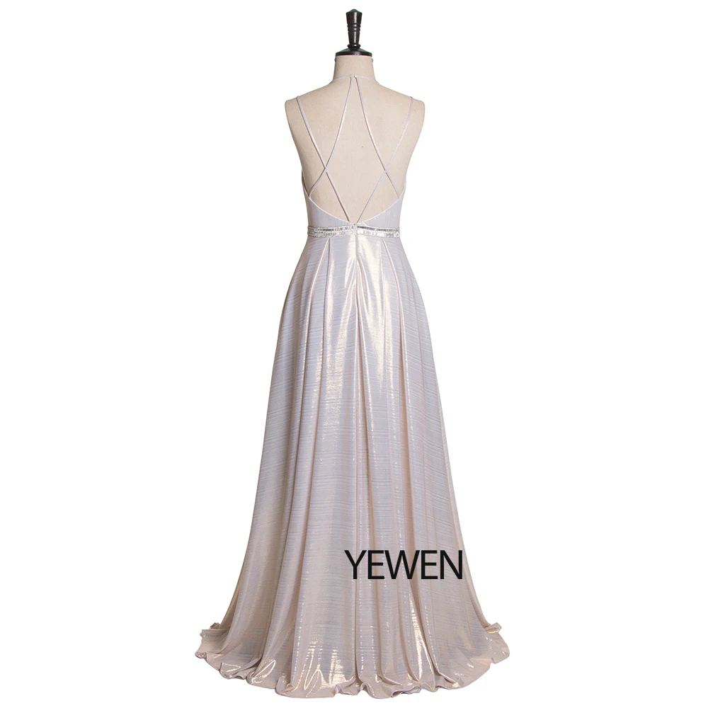 Sexy Sparkle Prom Dresses V-Neck Sleeveless Elegant Tencle Evening Party Gowns For Womens LT3512-1 Vestidos Gala Largos | Свадьбы и