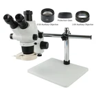 Тринокулярный микроскоп 2020, 3.25X-130X, 6.5X-65X Zoom, стереомикроскоп, вспомогательная линза 0.5x 2.0x 1X для лабораторной пайки печатной платы телефона