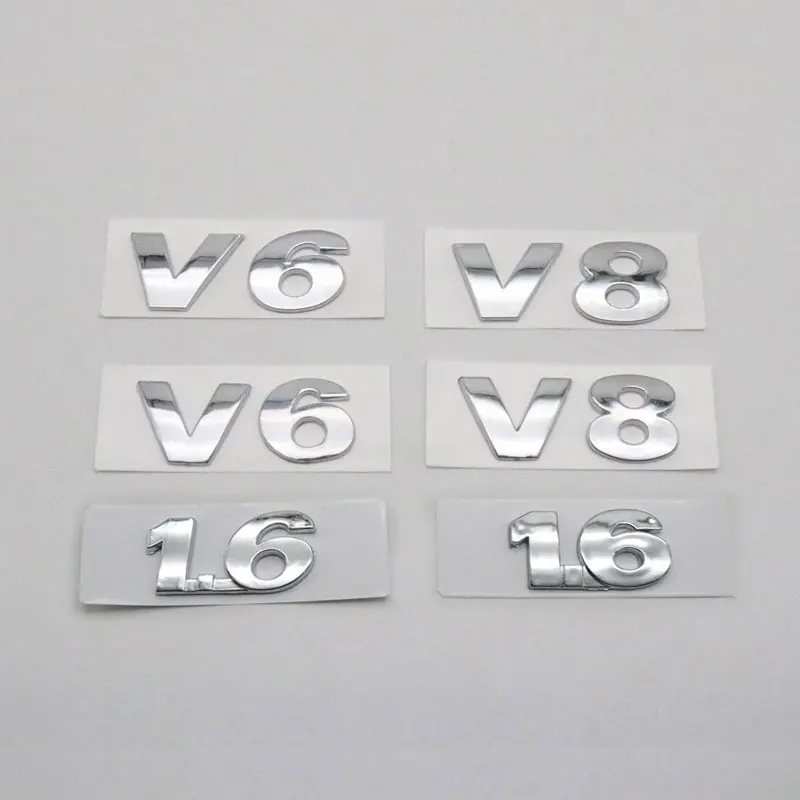 

For VW Passat Pheaton Touareg Golf Jetta Rear Trunk Chrome Silver V6 V8 1.6 Emblem Car Logo Sticker Badge