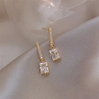 elegant exquisite square shape zircon drop earring for women luxury temperamental earring jewelry engagement bride party gift