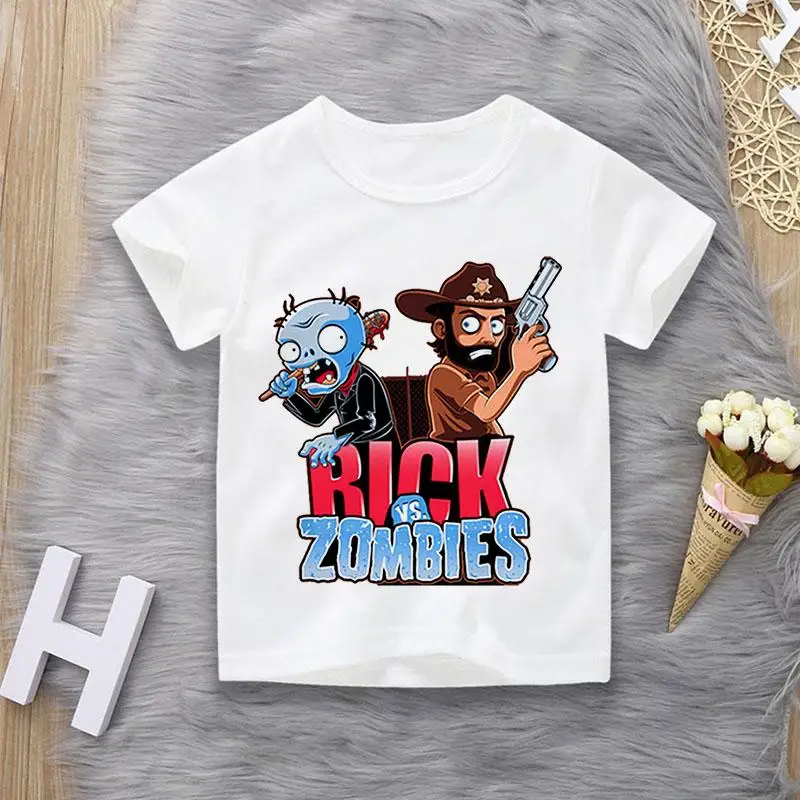 

New Style Plants Vs Zombies T Shirt For Boys And Girls 4 6 8 10 12 14t Children T -Shirt Pure Cotton Shirt Streetwear 2020