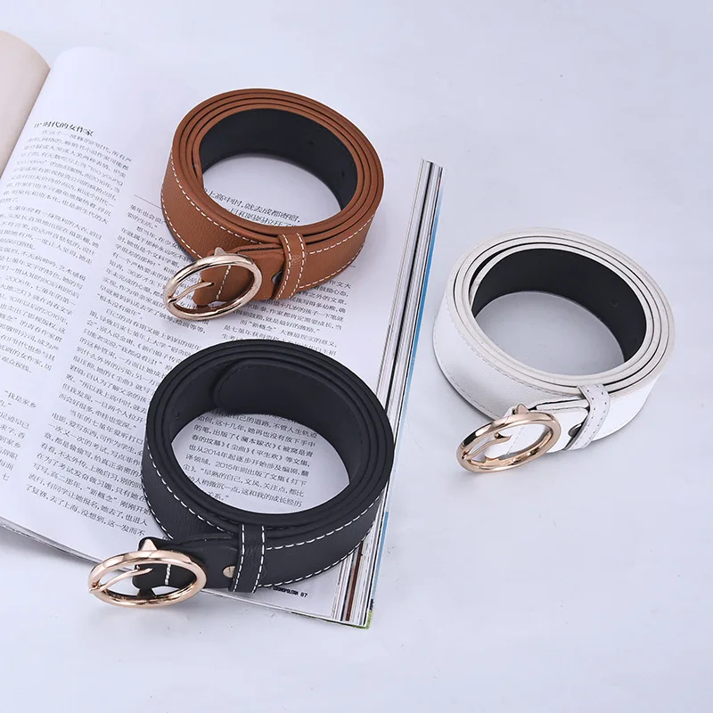 

Women Leather Belts for Jeans Pants Fashion Dress Belt for Women with O Ring Buckle