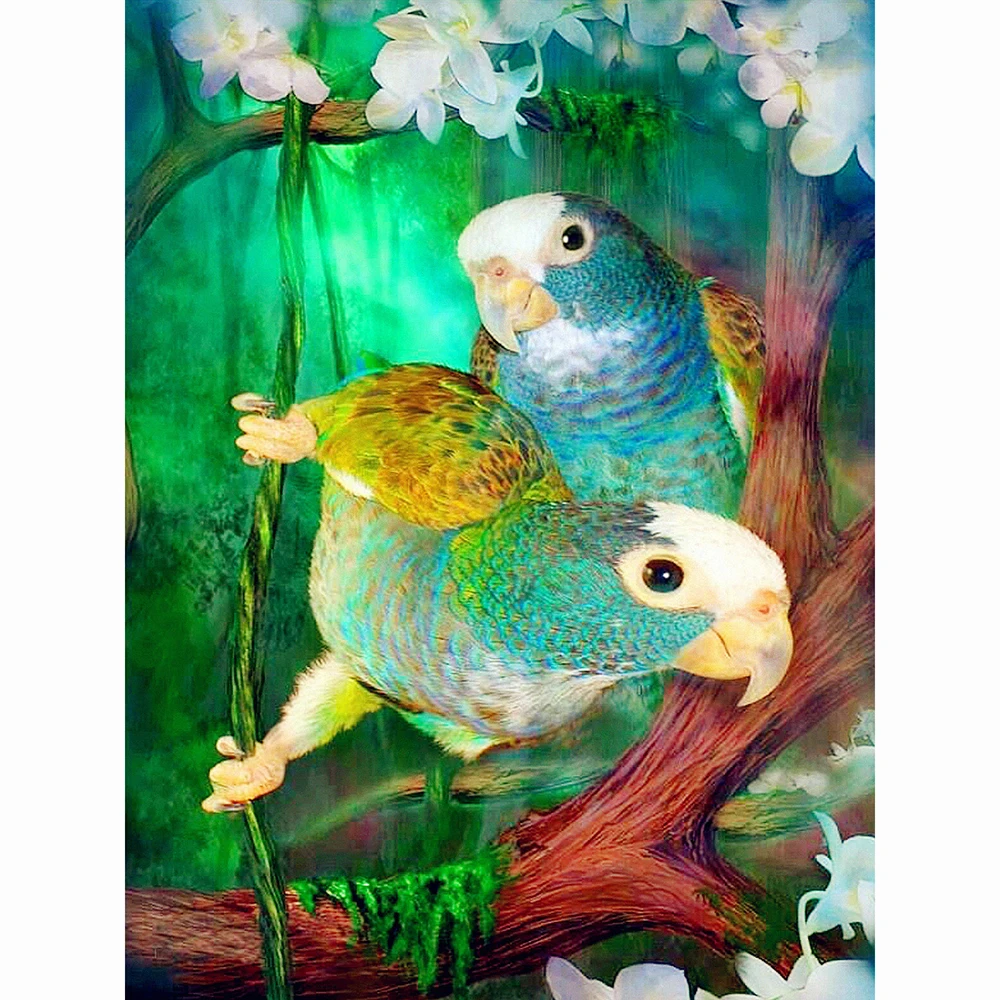 5d алмазная живопись Зеленый попугай вышивка крестиком животное птица стразы