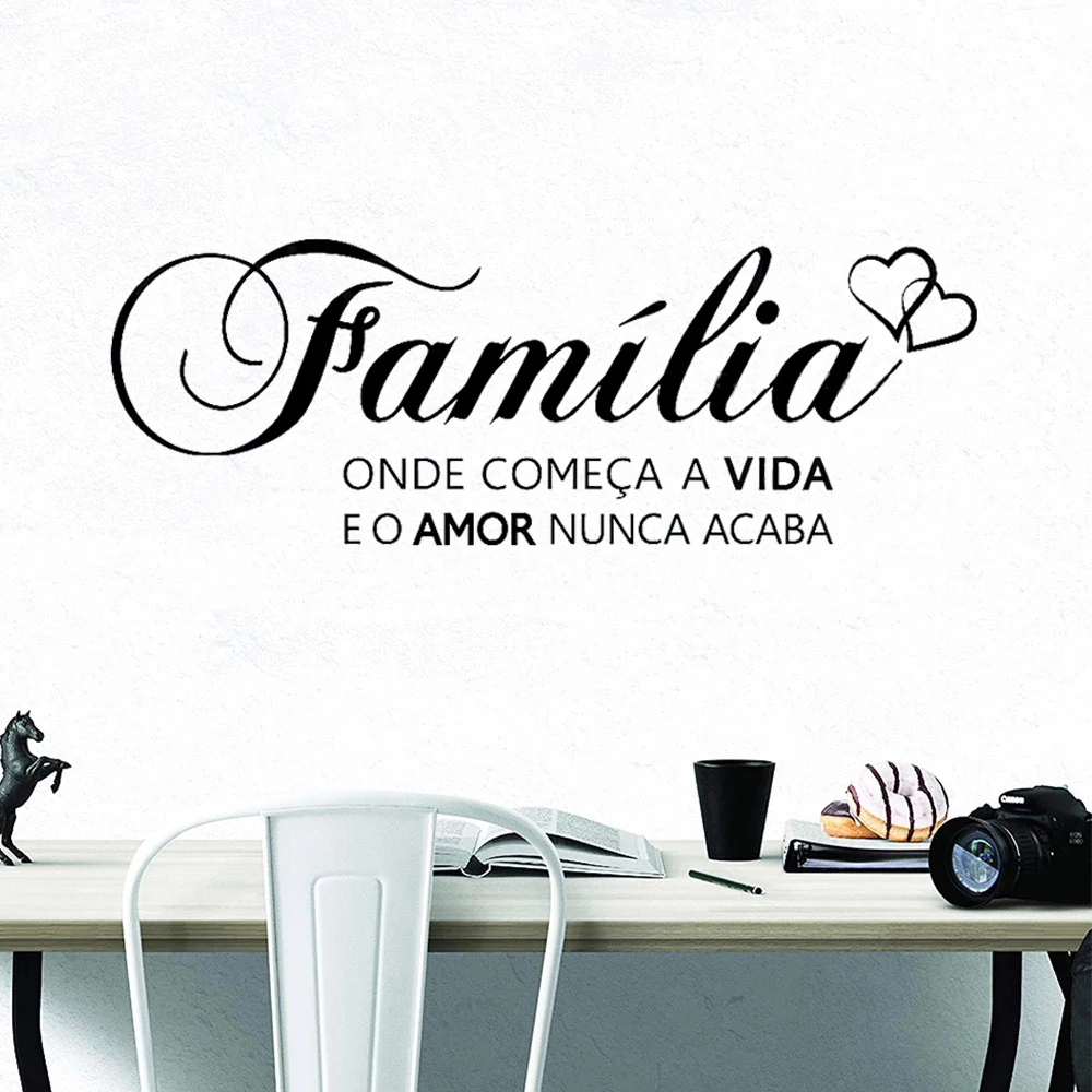 

Família Onde Começa A Vida Portuguese Saying Words Decals Murals Decor Vinyl Lettering Wall Stickers For Home Decoration RU2110