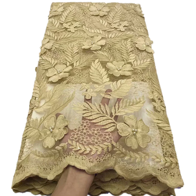 

Appliqued flowers design Net Lace Dress Fabric in white AJY31 pure color with sequins and beads design French Tulle Lace Fabric