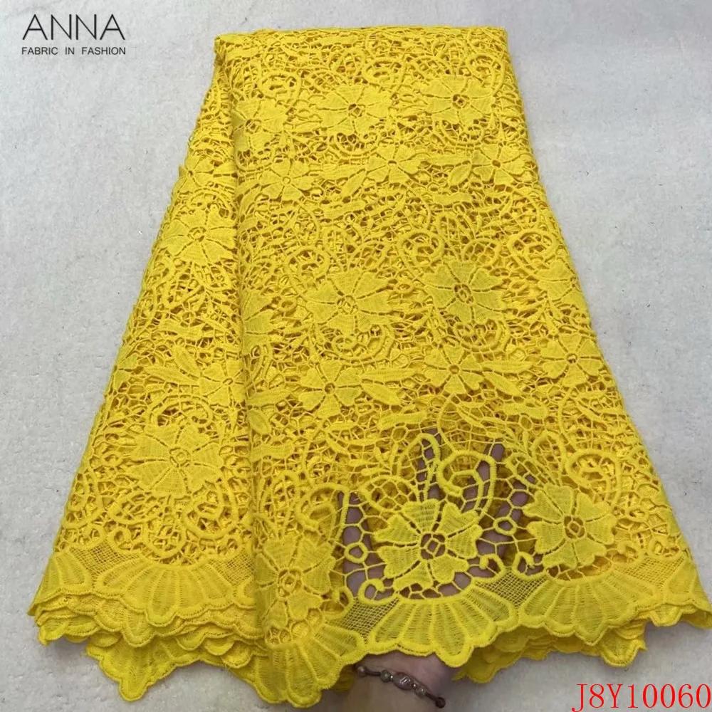 Африканское кружево Анна желтого цвета Водорастворимая Ткань