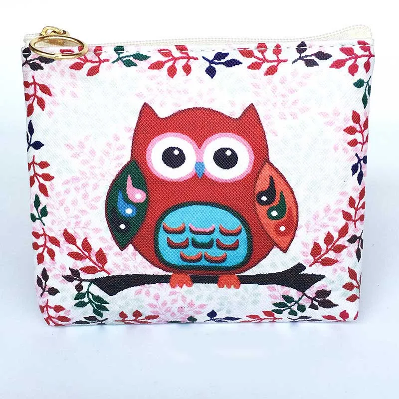 New Cute Flamingos Ethnic Style Grils Coin Purse Children PU Leather Zip Change Purse Women Wallet Animal Key Card Bag Kids Gift