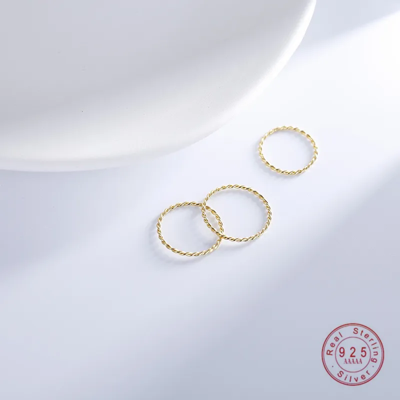 

HI MAN 925 Sterling Silver Plated 14K Gold European Twist Ring Women Fashion Temperament Anniversary Jewelry