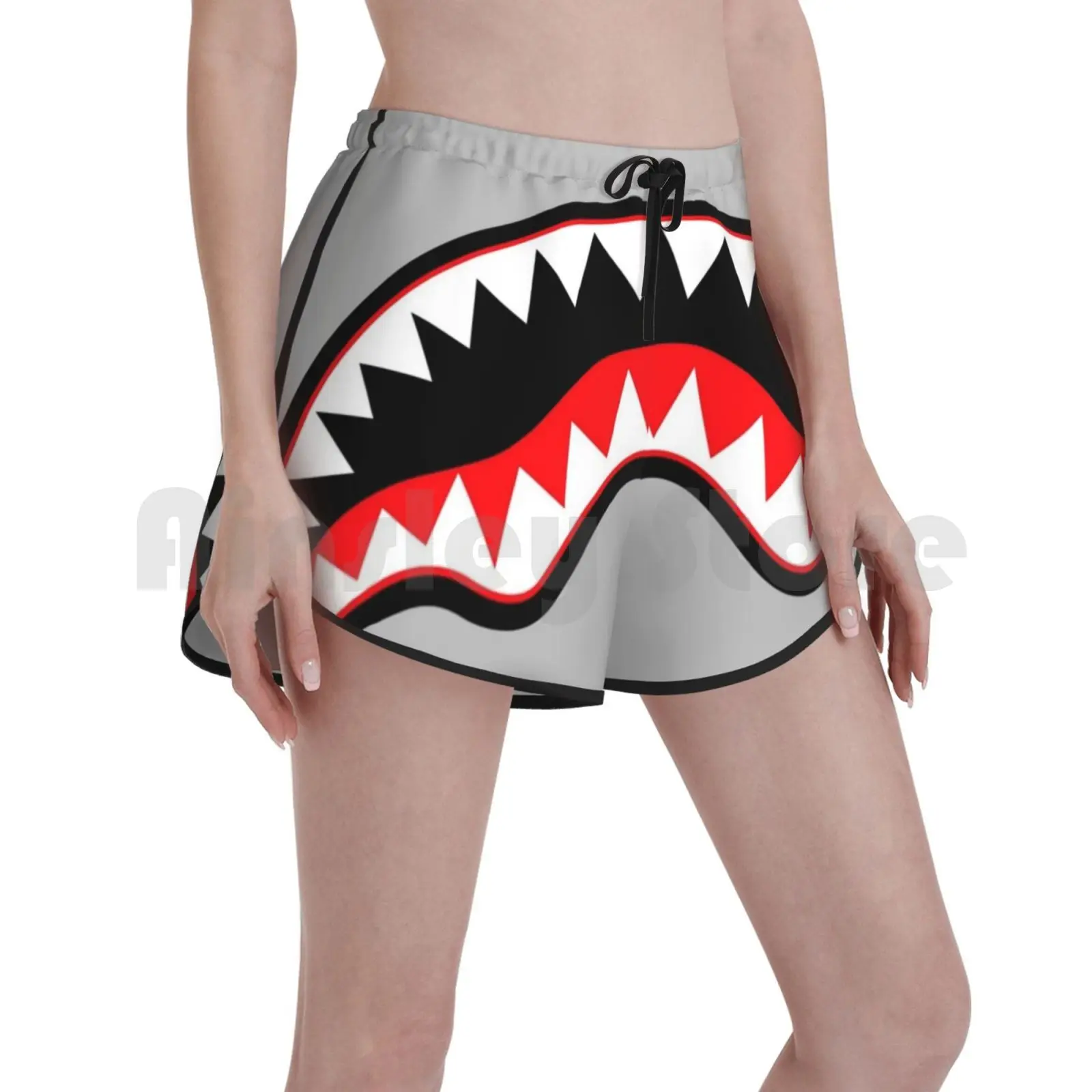 

Шорты для плавания Flyinr женские, пляжные летающие тигровые зубы акулы, реактивный истребитель