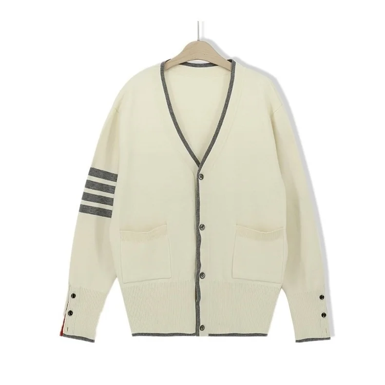 

Женский вязаный свитер, пальто, Новый классический кардиган в полоску в Корейском стиле с рукавами на осень и зиму, женский свободный теплый...