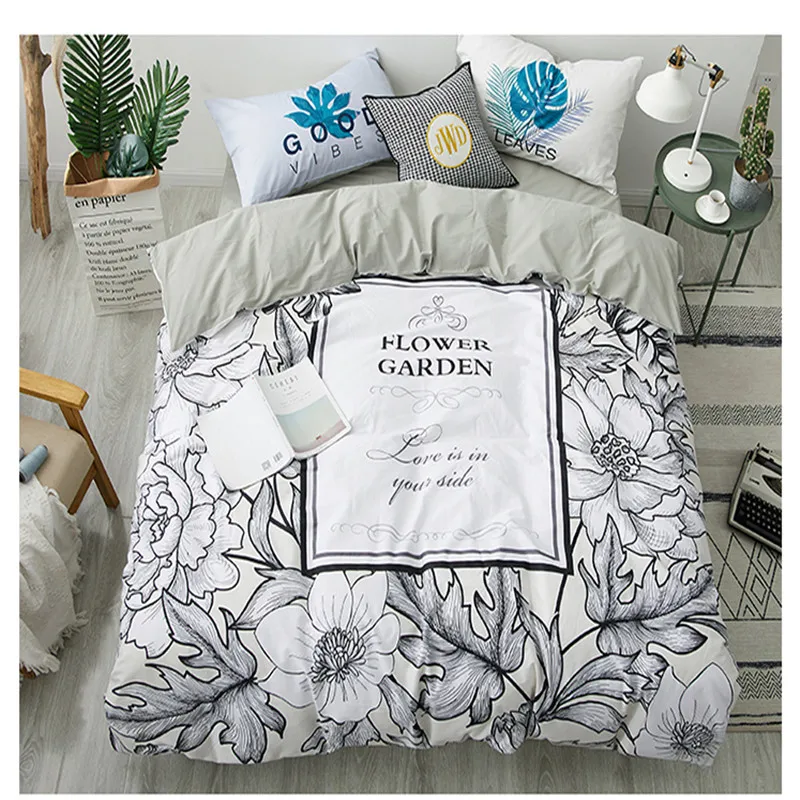 Домашний текстильный Комплект постельного белья с цветочным принтом 100% хлопок