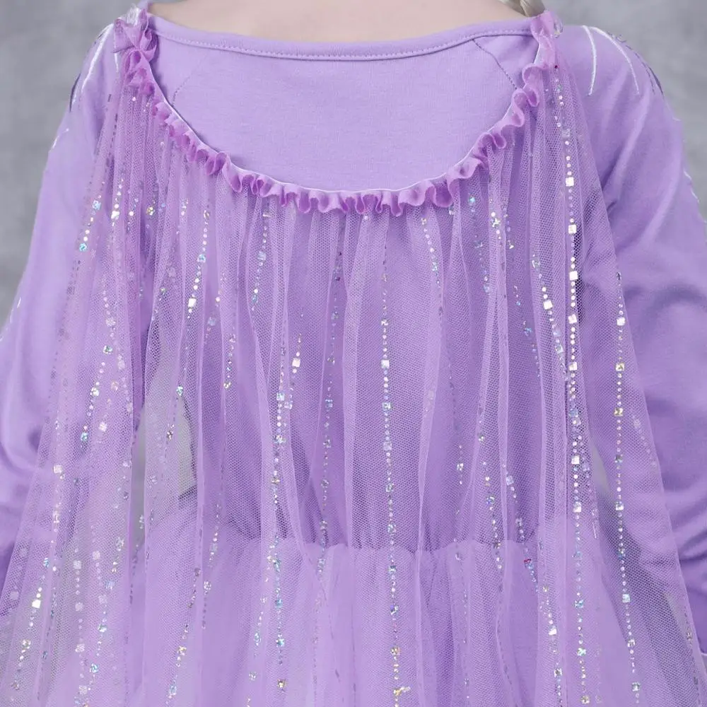 Frozen Elsa Dress Snow Queen 2 Girls Princess Purple Long Sleeve Christmas Carnival Kids Cosplay Costume Wedding | Тематическая