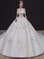 luxury sexy wedding dresses boat neck 2022 elegant saudi sweetheart bead lace up backless princess off shoulder bridal gowns new