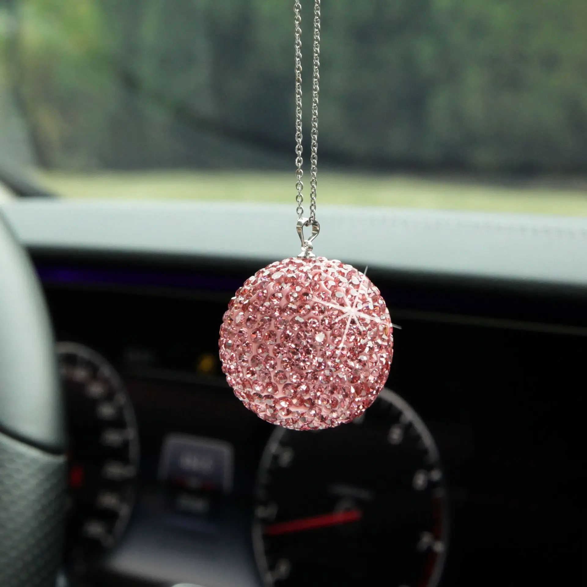 Car Crystal Ball Pendant Cross-border Diamond-encrusted Rearview Mirror Full of Diamond Decoration Ornaments | Автомобили и