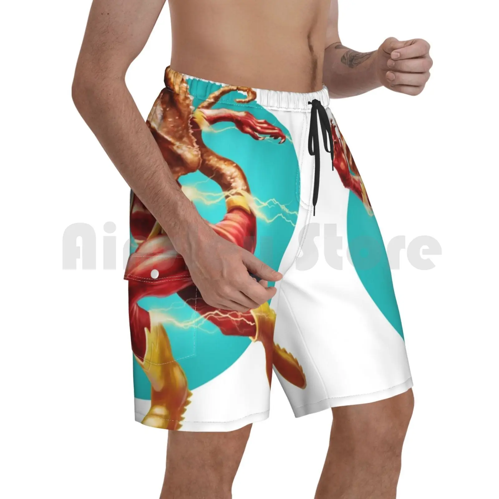 

Beach Shorts Frilled Neck Flash Flash Superhero Lizard Frillednecklizard Australia Aussie
