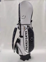 2021 new pg rivet smiley golf bag silver pu waterproof golf bag with pulley trolley golf bag