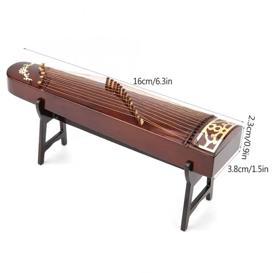 Деревянные маленькие китайские zither Музыкальные инструменты модели дисплей миниатюрные украшения ремесло Домашний декор