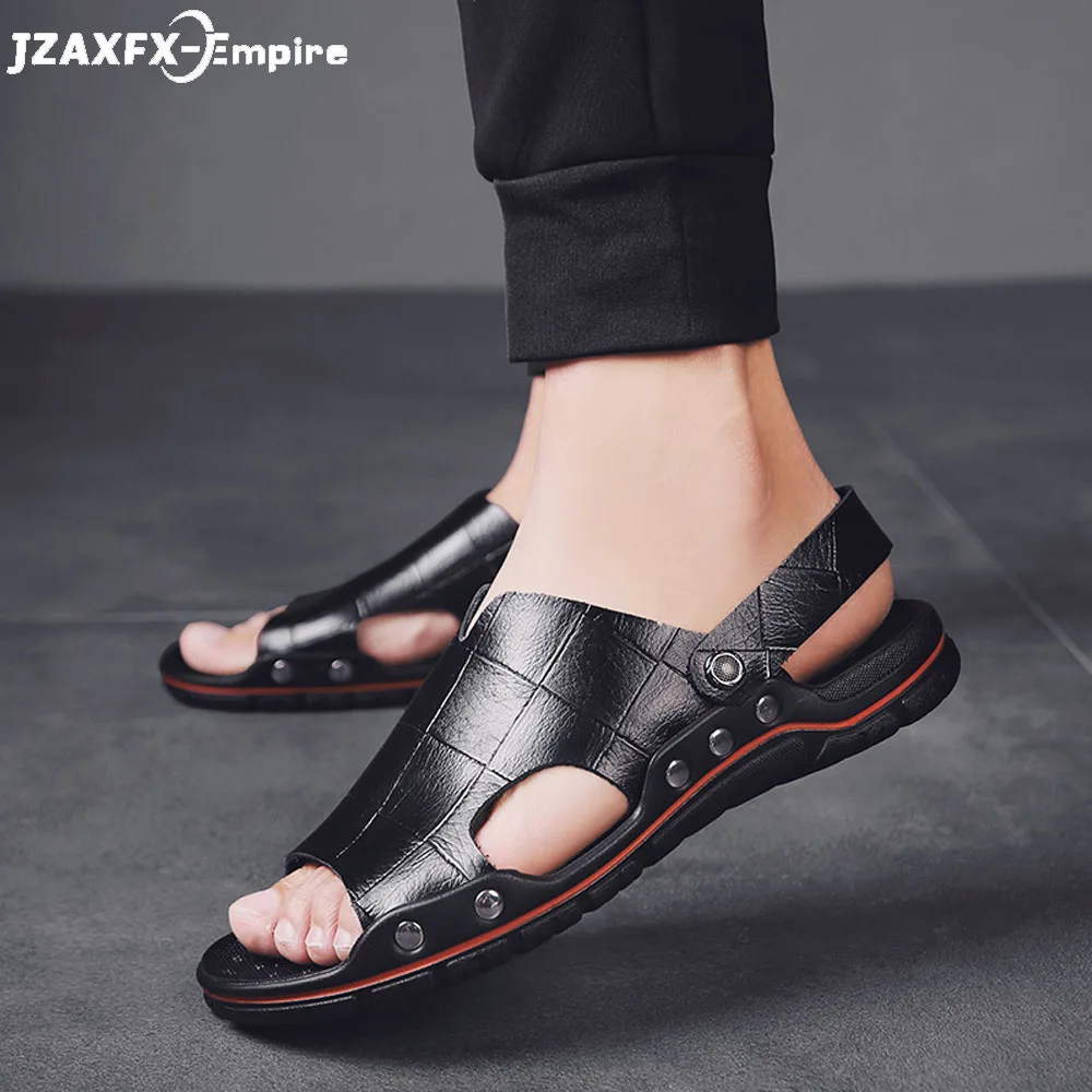 

Men Sandals Genuine Split Leather Men Beach Shoes Brand Men Casual Shoes Men Slippers Sneakers Summer Shoes Flip Flops