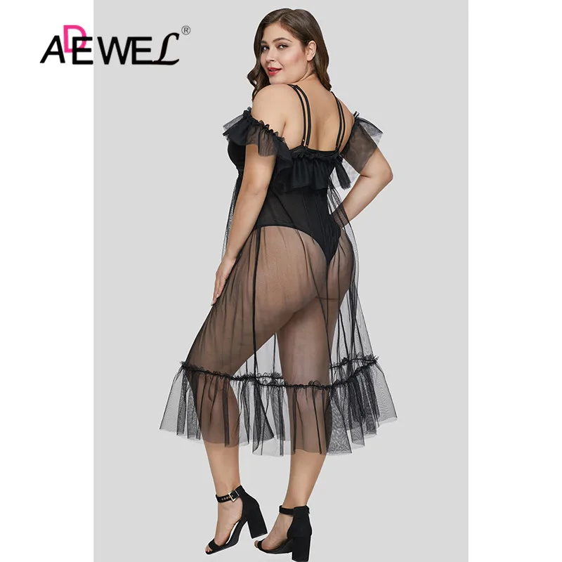 Женское Сетчатое платье с открытой спиной ADEWEL кружевное макси на тонких