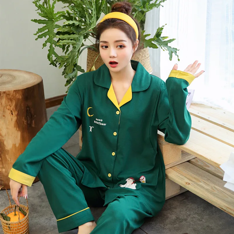 

2020Spring Korean-Style Fresh Cardigan Lapel Maternity sleepwear Long-Sleeved Cotton Maternity Confinement Clothing Pajamas