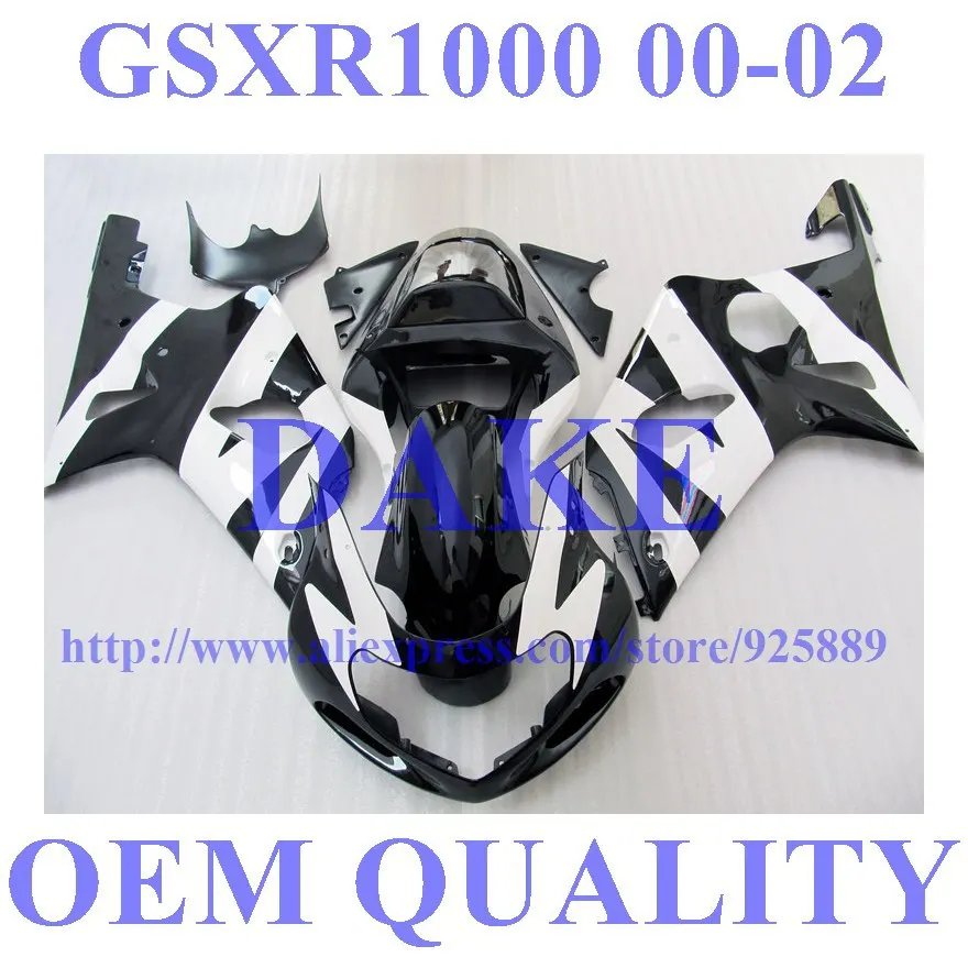 

Black White Fairing Kit For SUZUKI GSX-R1000 GSXR1000 GSXR 1000 K2 K1 00 01 02 2000 2001 2002 Fairings Tim