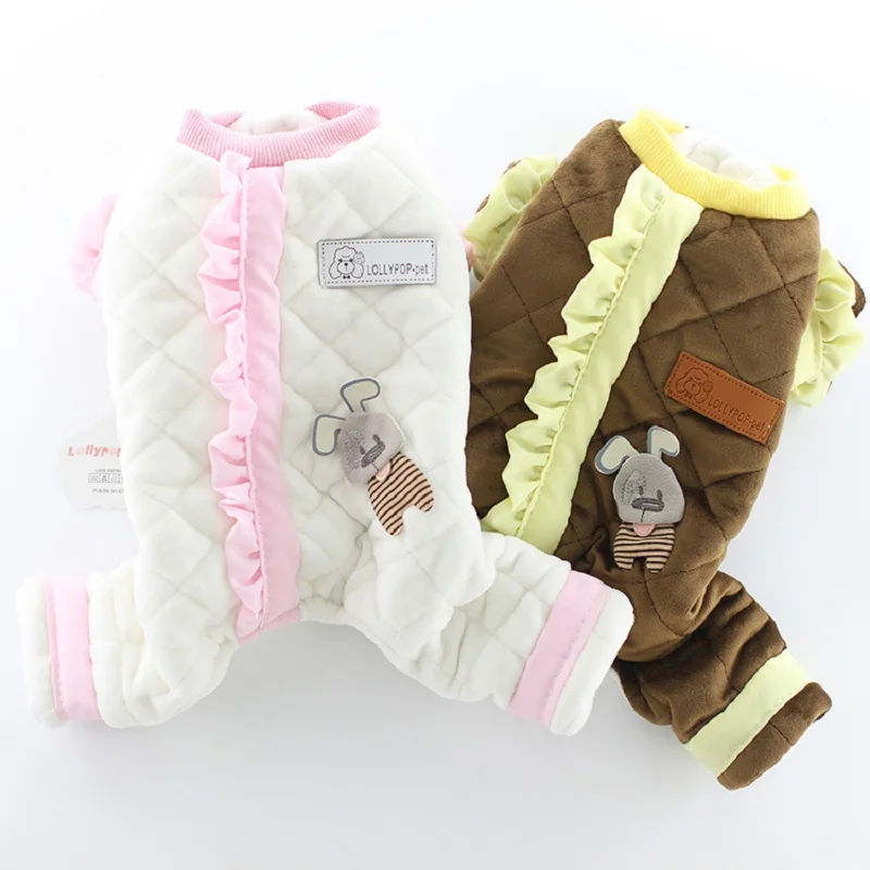 

New Dog Clothes Winter Jumpsuit for Dogs Fleece Warm Cute Dog Patch Ruffle Dog Coats Poodle Pomeranian Yorkshire Puppy Clothing