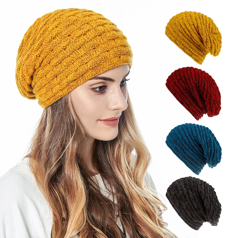 

Beanie hat Warm Knitted cap Autumn Wool Cap Round Head Cover men Skullies Caps Ladies Casual Cap Black Winter Hat for Women