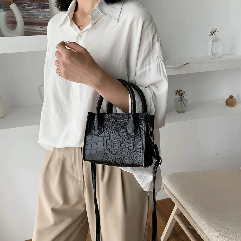 

Classic Texture Vintage Alligator Leather Shoulder Bags Delicate Creative Design Women Pure Small Totes Crossbody Handbag