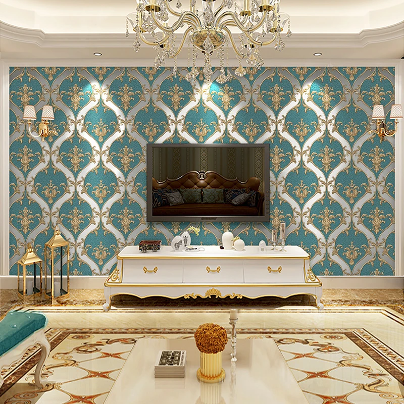 Обои 3D Дамасская в европейском стиле рельефные нетканые обои для гостиной