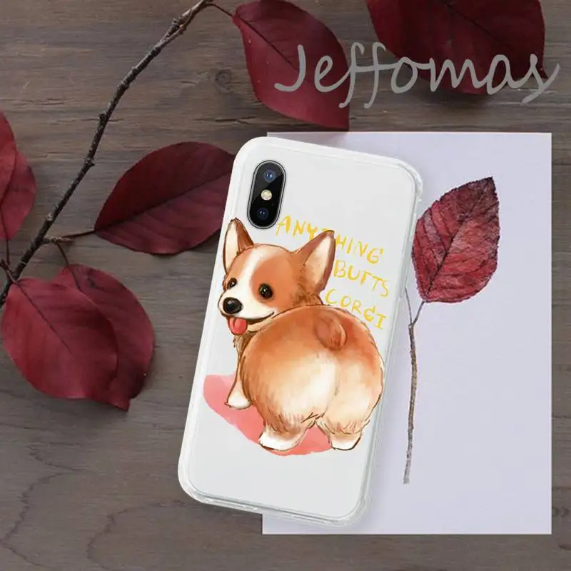 

Cute Corgi Butt Animal Puppy Phone Case Transparent for iPhone 11 12 mini pro XS MAX 8 7 6 6S Plus X 5S SE 2020 XR