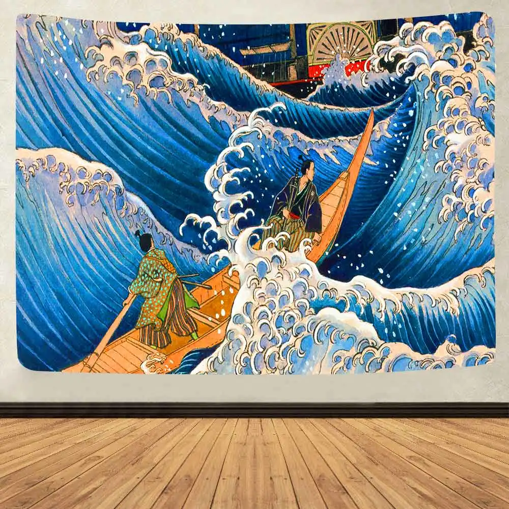 Simsant Animated Cartoon Tapestry Japanese Ocean Wave Sea Art Wall Hanging Tapestries for Living Room Home Dorm Decor |