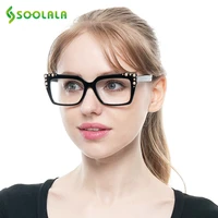 soolala square women reading glasses with rivet big glasses woman optic frame fashion presbyopia glasses reading 0 5 to 4 0