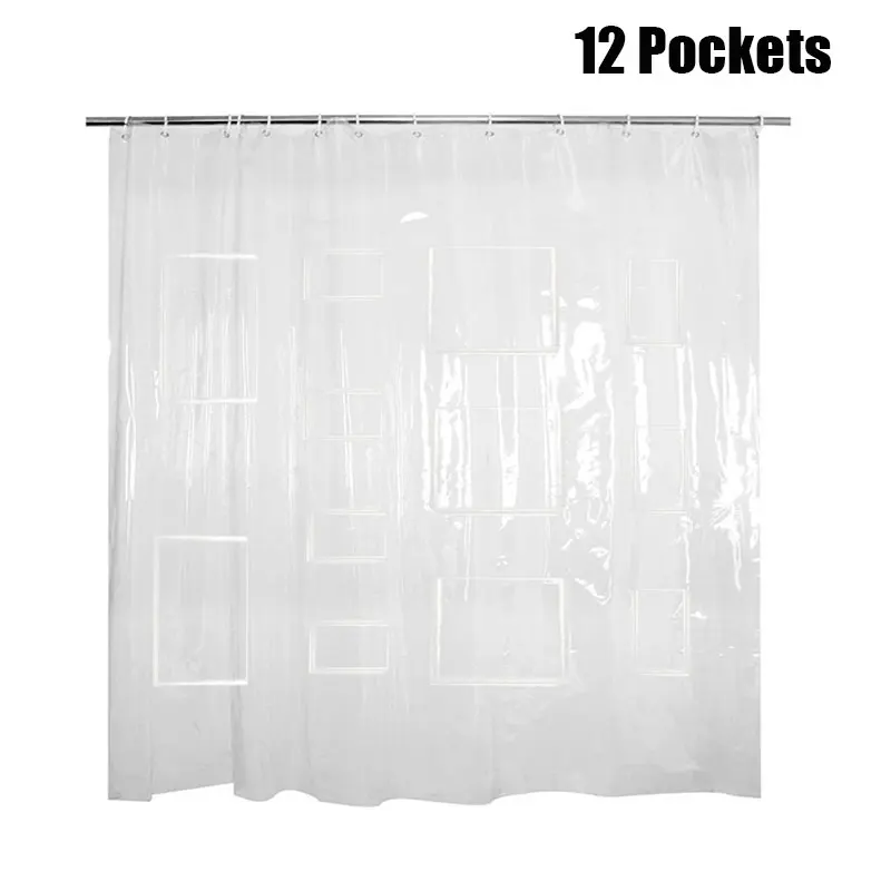 

New Shower Curtains Home Bathroom Accessories 180x180cm Waterproof Bath Shower Curtain With 9/12 Pockets Drop Shipping