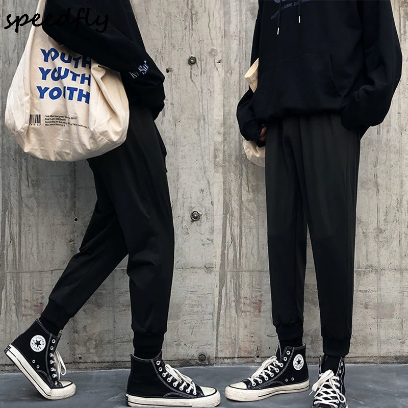 

2021 Men's Solid Color Worsted Wool Fabric Sweatpants Leisure Cotton Casual Pants Thicken In Warm Black/grey Trousers
