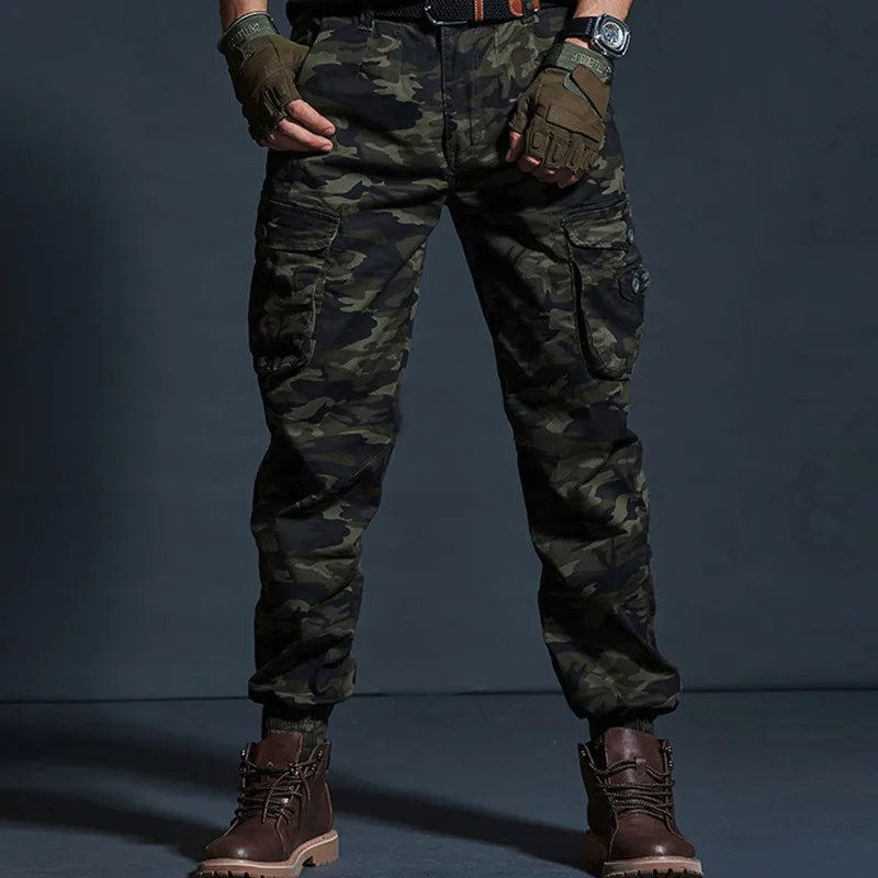 

Cargo Pants Men Military Cotton Elasticity Mens Trousers Streetwear Multi-Pocket Camouflage Washed Joggers Casual Pantalon Homme