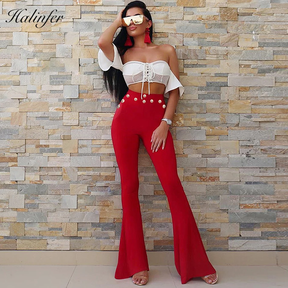 Halinfer 2018 новые летние женские брюки сексуальное обтягивающее на пуговицах