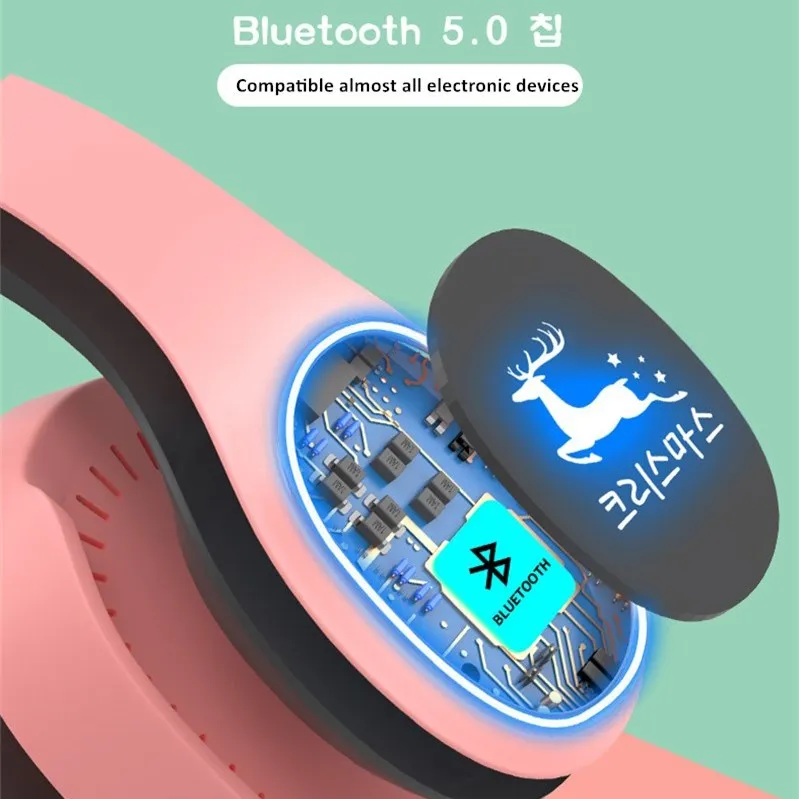 HIFI стерео наушники Bluetooth музыка LED гарнитура и поддержка sd-карты с микрофоном для