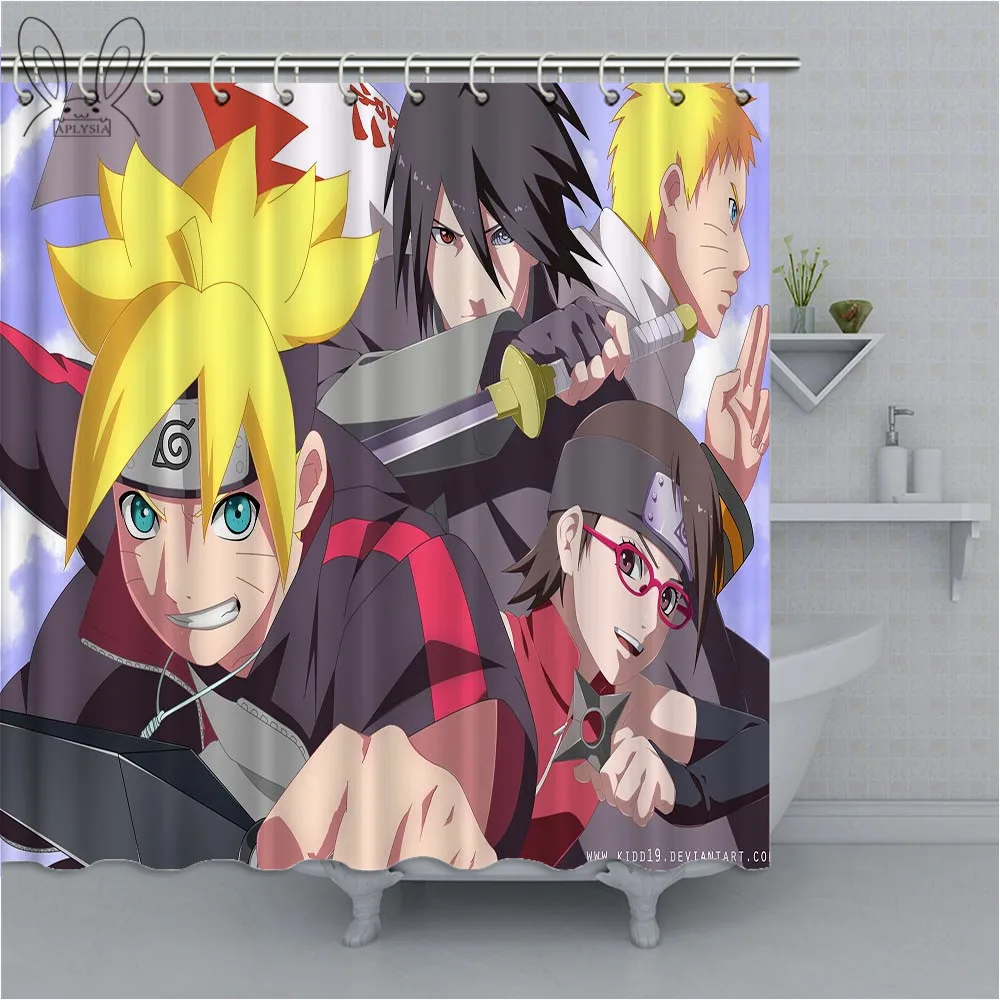 Занавеска для душа aplyasia Naruto, индивидуальная, для дома, полиэфирная ткань, водонепроницаемая, устойчивая к плесени, занавеска с крючками для ванной комнаты - Цвет: 74163